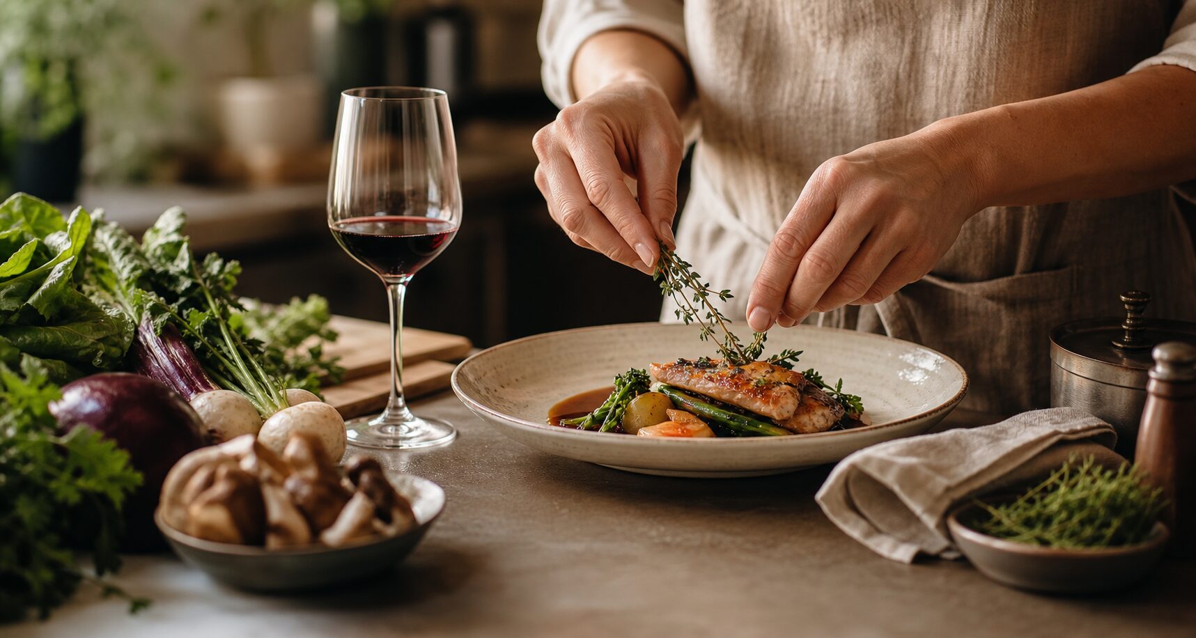 SHIKI table & wine メインビジュアル - シェフの料理の手仕事